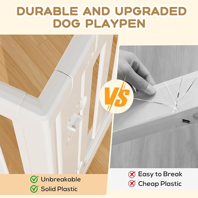 Dog Playpen, Clear Dog Pen, Dog Pen Indoor, Easy to Install and Remove Dog Play Pen, Puppy Playpen Suitable for Dogs, Cats,Dog Playpen Indoor (White, 30.3 inch Height, 8 Panels)