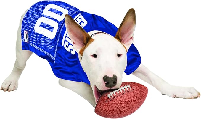 NFL New York Giants Dog Jersey, Size: X-Small. Best Football Jersey Costume for Dogs & Cats. Licensed Jersey Shirt