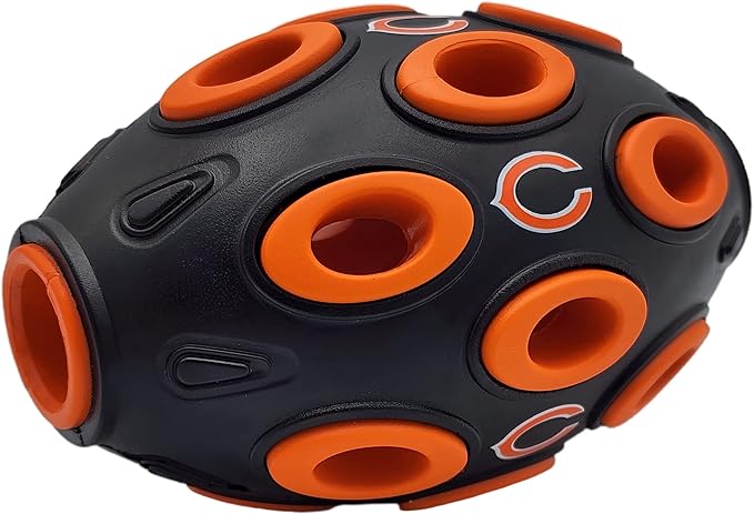 First NFL Chicago Bears Football Treat Dispensing Toy for Dogs and Cats, Interactive Fun, Natural Rubber