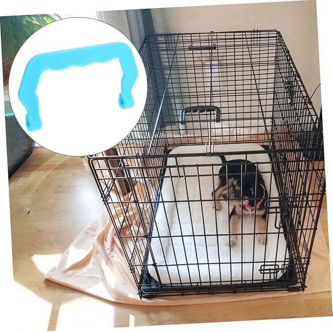 HANABASS 10pcs Portable Bird Cage Handle Set Durable Plastic Handles for Pet Crates Lightweight Easy to Install Convenient for Outdoor Travel with Pets Blue