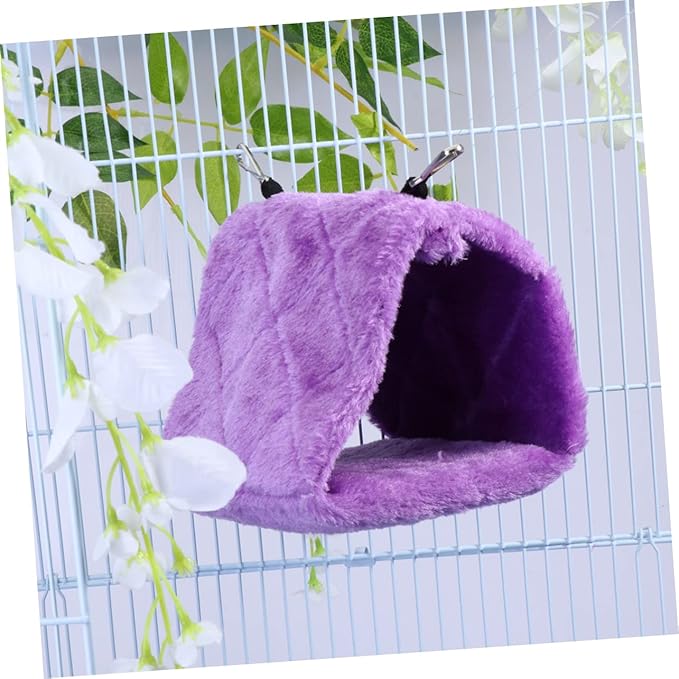 WOONEKY Adorable Plush Parrot Hammock Bed Warm Hanging Hut for Bird Cage Material Encourages Exercise and Coordination for Home Use