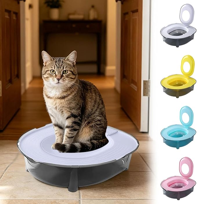 Cat Toilet Training Kit, Portable Litter Box with Flushable Design, Odor Control and Anti-Splash, Large Thickened Pp Material for Kittens and Cats (Yellow)