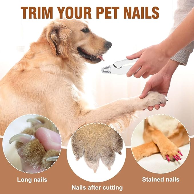 2-in-1 Dog Nail Grinder &Dog Nail Clippers with Light,Cat Nail Clippers ,Ultra-Quiet, USB Rechargeable, Multiple Grinding Methods, and Splash Guard for Large Medium Small Dogs Cats Pets(White)