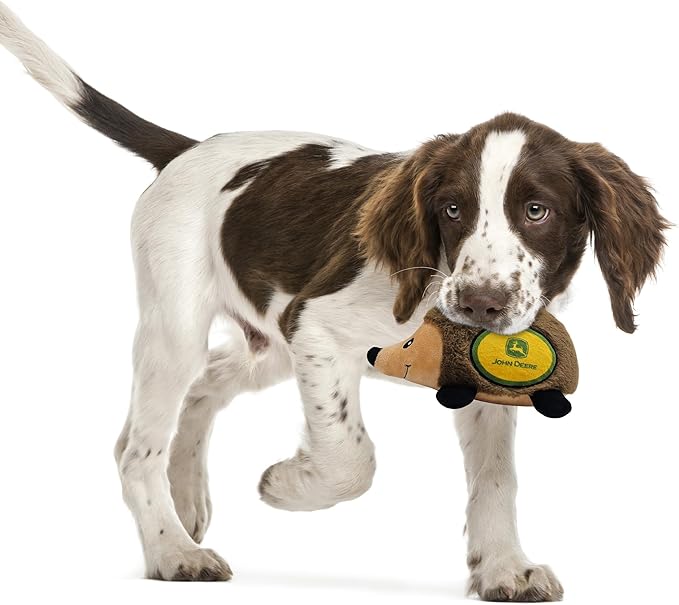 John Deere Plush Hedgehog Toy for Dogs & Cats, Cool Soft Pet Toy for Fun and Interactive Play, Dog Chew Toy with Squeaker, Licensed Hot Pet Toy