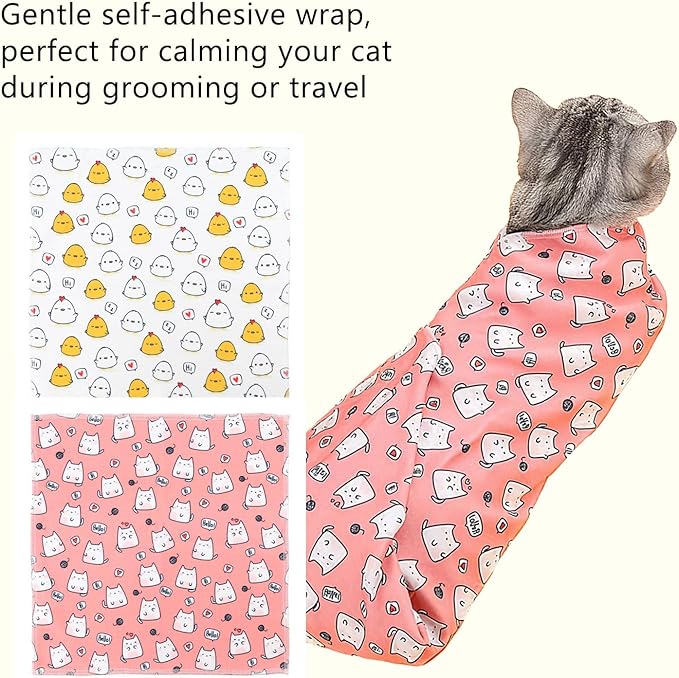 27.6'' Cat Grooming Wrap for Cutting Nails - Escape Proof Cats Restraint Wrap for Nail Clipping,Kitten Swaddle Wrap,Anti-Scratch & Anti-Bite,Easy Clipping & Care Pet Tool(L (up to 18 lbs)
