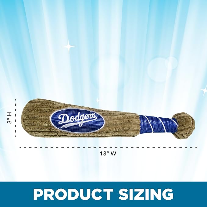 MLB Los Angeles Dodgers Baseball Bat Toy for DOGS & CATS. Soft Corduroy Plush Dog Toy with Inner SQUEAKER, MLB Chew Toys for Dogs or Cats. Durable Fun Interactive Dog Toy with Team Names and Logo