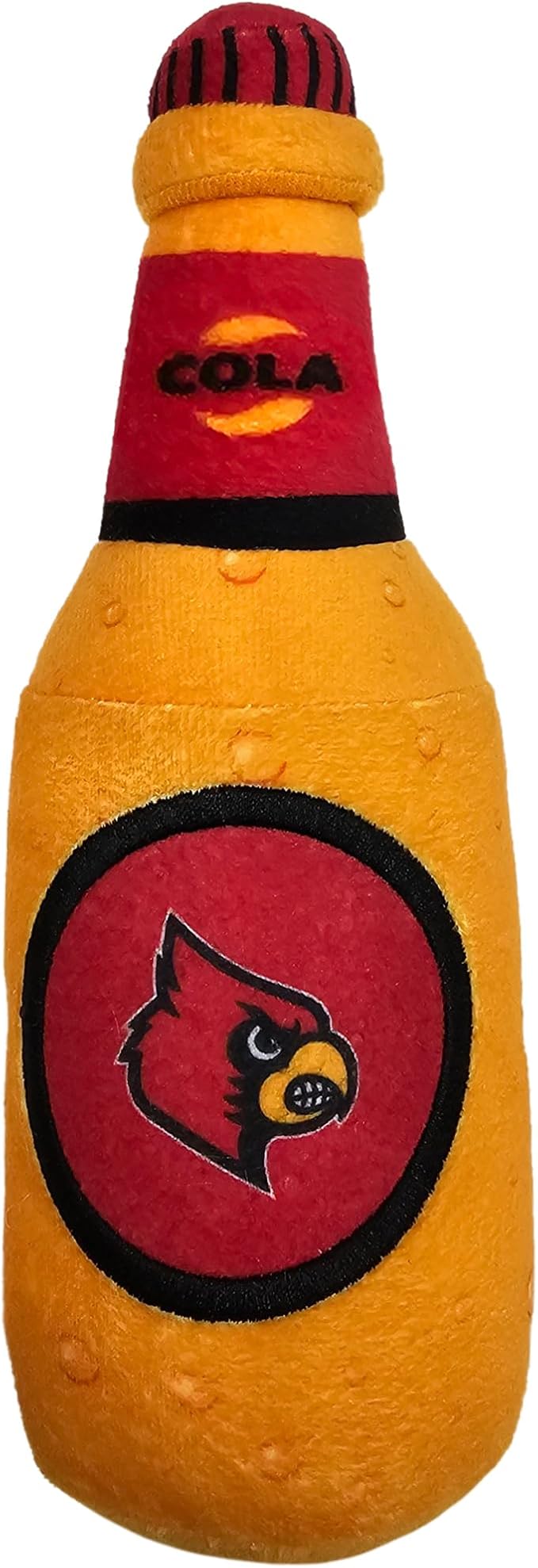 NCAA Louisville Cardinals Beer Bottle Plush Dog & CAT Squeak Toy- Cutest Stadium SODA Bottle Snack Plush Toy for Dogs & Cats with Inner Squeaker & Beautiful Football/Basketball Team Name/Logo