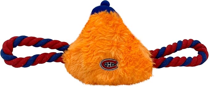 NHL Montreal Canadians Mascot Toy for Dogs & Cats. Cute & Entertaining Face with Heavy-Duty Ropes. 7" Chewy Cartoon Toy with Inner Squeaker