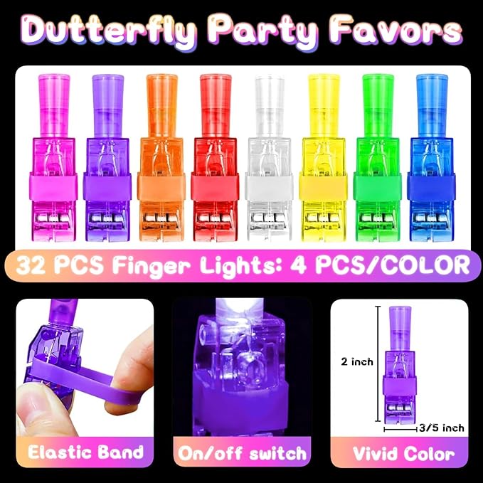 32Pcs Finger Lights Dog Party Supplies Dog Decorations Goodie Bags Stuffers Bulk Toys for Prizes Glow in The Dark Puppy Party Supplies PET Birthday Decorations Gifts