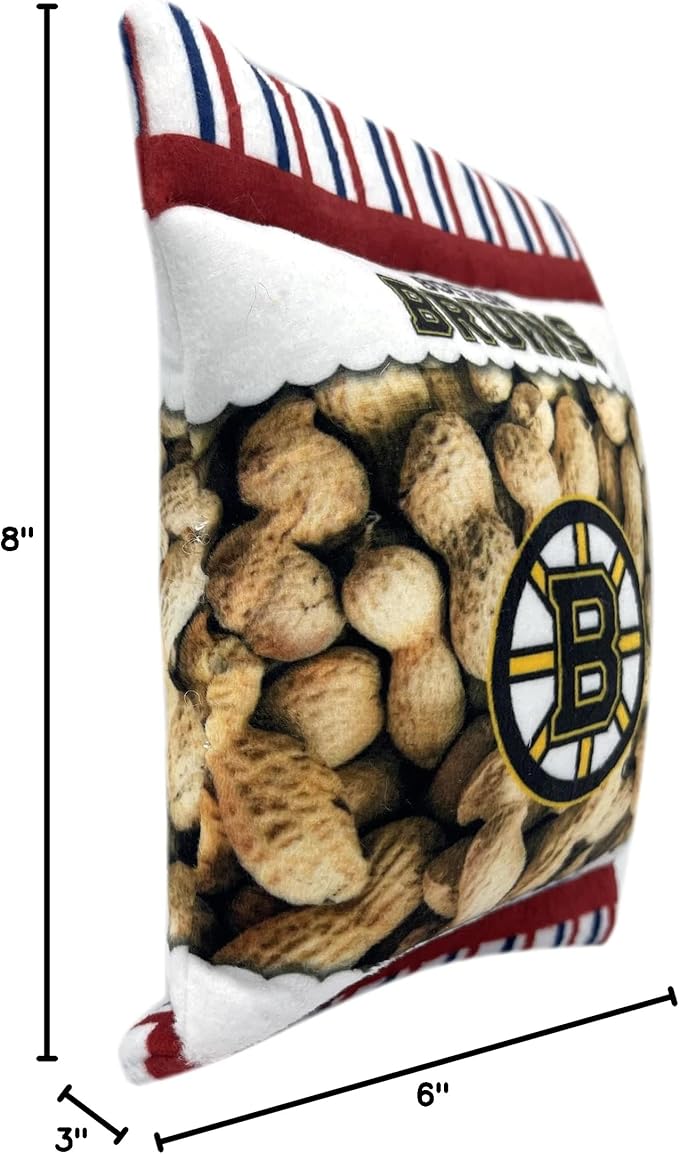 Pets First NHL Boston Bruins Crinkle Fine Plush Dog & Cat Squeak Toy - Cutest Stadium Peanuts Snack Plush Toy for Dogs & Cats with Inner Squeaker and Beautiful Hockey Team Name/Logo
