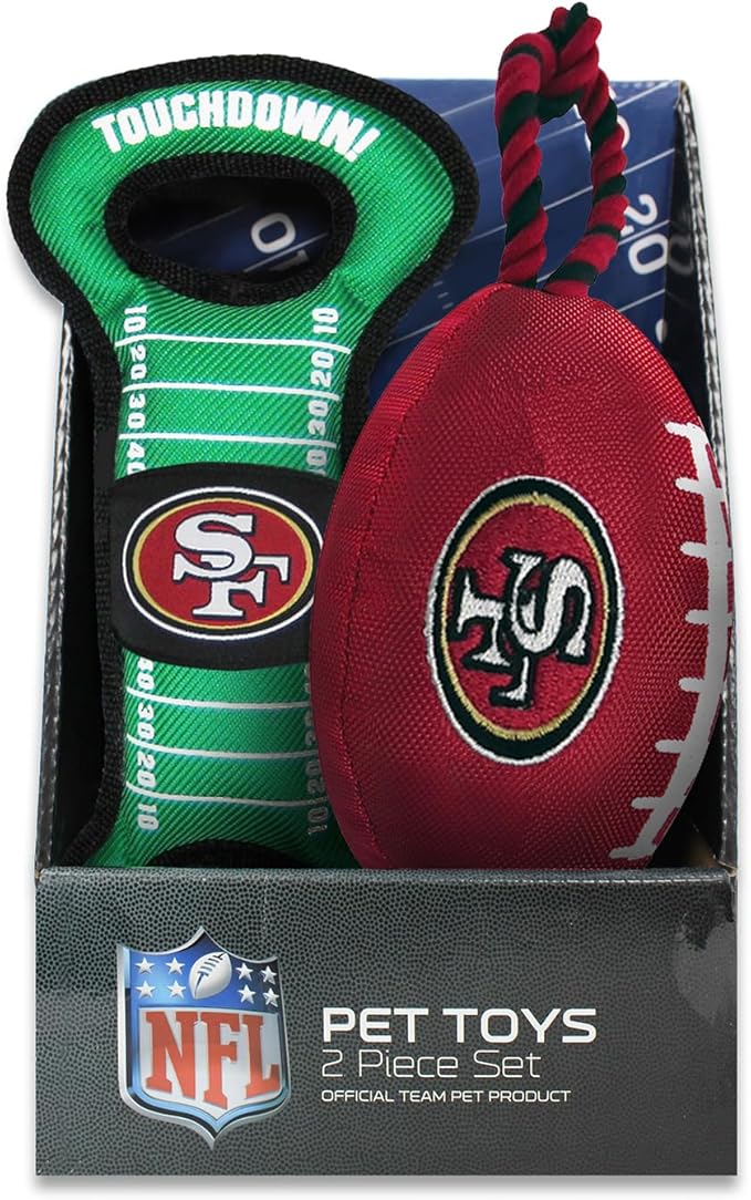 Pets First NFL San Francisco 49ers Rope Toy and Field Toy Boxset with NFL Team Logo