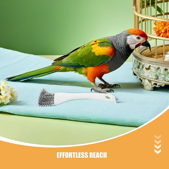 ibasenice 15pcs Bird Cage Brush Droppings Cleaning Accessories Long Handle Cleaner - 2 In 1 Scraper Double Sided Birdcage Poop Remover Tool For Pet Parrot Perches