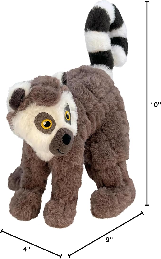 KONG Scampers Wildlife Plush Dog Toy with Low Tone Squeaker (Lion/Lemur Combo)