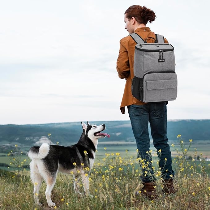 MOSISO Dog Travel Bag Backpack, Airline Approved Pet Accessories Organizer Daypack, Multi-Pockets Pet Supplies Storage Backpack with 2 Dog Food Baskets for Traveling Weekend Away, Grey