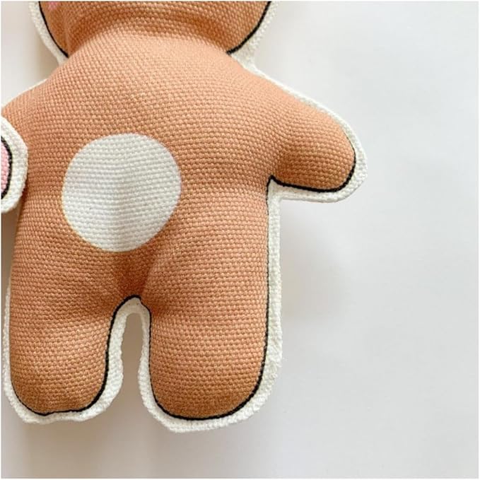 MOM N POP Organic Rope Dog Toy with Squeaker – Durable Canvas Plush Chew Toy for Small Dogs & Cats – Interactive Tug & Fetch Toy – 17cm Body + 15cm Rope – 4 Colors Available (Brown)
