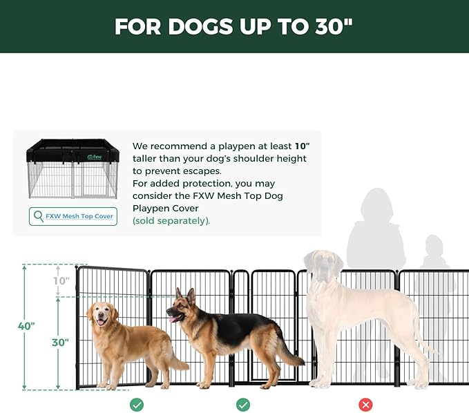 FXW Homeplus Unleashed Indoor Dog Playpen - Stress-Free and Safe Play, Heavy Duty 40 Inch 12 Panels with Connectors (Pack of 2) for Puppy and Small Dogs, Black│Patented