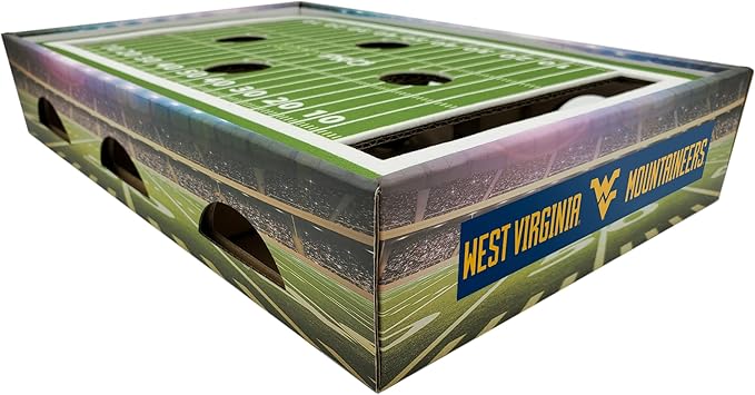 Pets First NCAA West Virginia Mountaineers Cat Scratcher Box, Game Day Cat Toy, NCAA Football Field Designed Cat Scratcher and Lounge, Stimulating Cat Game