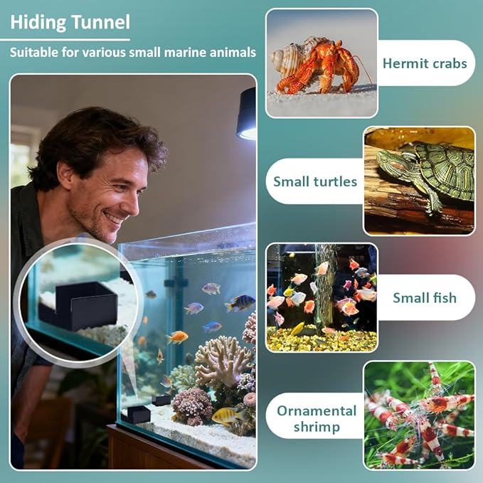 FINGERINSPIRE 2 Pcs L-Shaped Aquarium Tunnel 4.9x4.9x2.2inch Black Plastic Fish Hideout Shrimp Cave for Aquatic Pets Habitat Plastic Aquarium Tunnel for Fish Hideout and Aquatic Decor