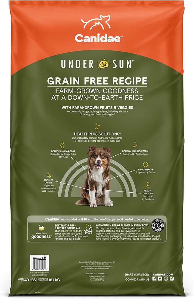 Canidae Under the Sun Premium Dry Dog Food For Puppies, Adults and Senior Dogs, Chicken Recipe, 40 Pounds, Grain Free