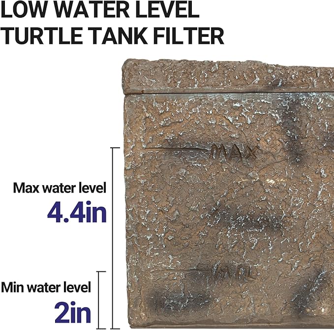 REPTIZOO Turtle Tank Filter, 120GPH Turtle Filter Basking Platform with Detachable Bridge for Climbing Ramps and Diving, Quiet Aquatic Reptile Filter Keeps Water Clean, Terrarium Decor