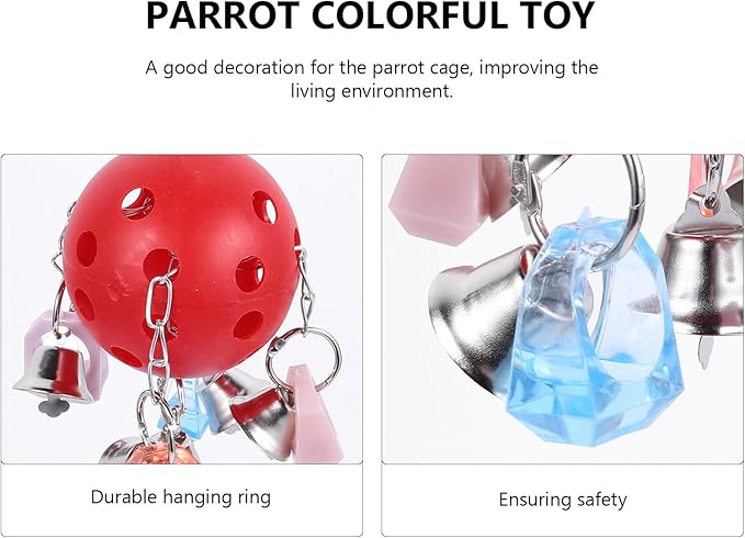 Alipis Parrot Hanging Bell Ball Colorful Interactive Bird Cage for Chewing and Playing Suitable for Pet Parrots and Birds