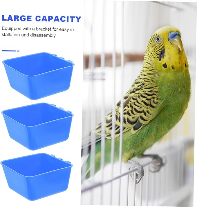 Kisangel 4pcs Hanging Bird Cage Bowls Feeding Cups for Rabbit Chicken Easy Install Water Dispenser Portable Feeder for Birds and Pets Blue