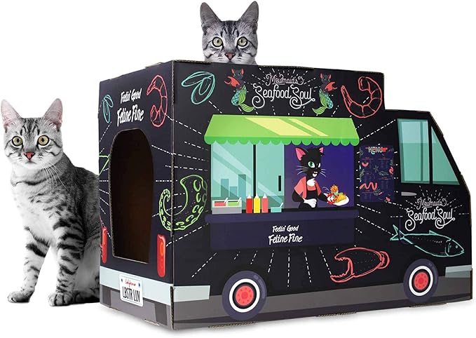 American Cat Club Cat House with Scratcher & Catnip Included - Food Truck