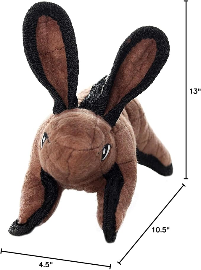 TUFFY - World's Tuffest Soft Dog Toy -Barnyard- Multiple Layers. Made Durable, Strong & Tough. Interactive Play (Tug, Toss & Fetch). Machine Washable & Floats. (Brown Rabbit, Jr 2 Pack)