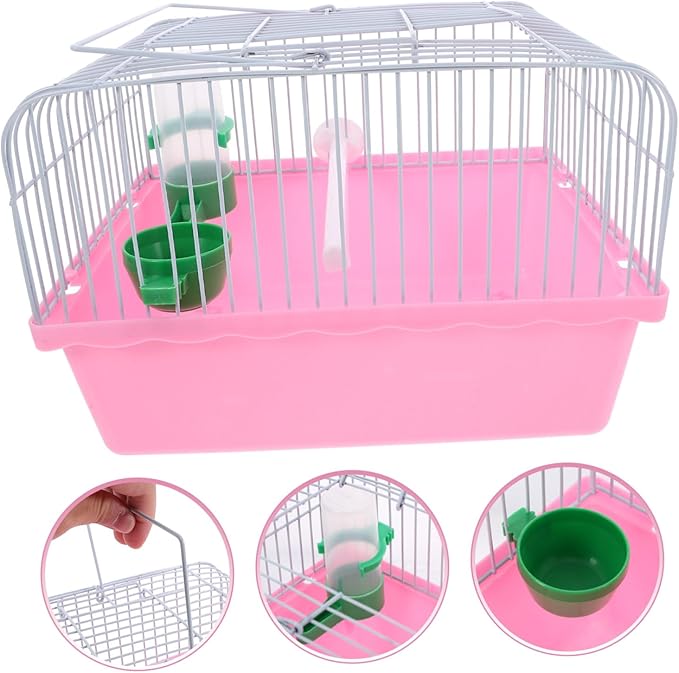 Portable Bird Cage for Parrots and Lovebirds with Perch Food Box and Water Dispenser Lightweight Metal Travel Carrier for Small Birds and Pets and Easy to Clean
