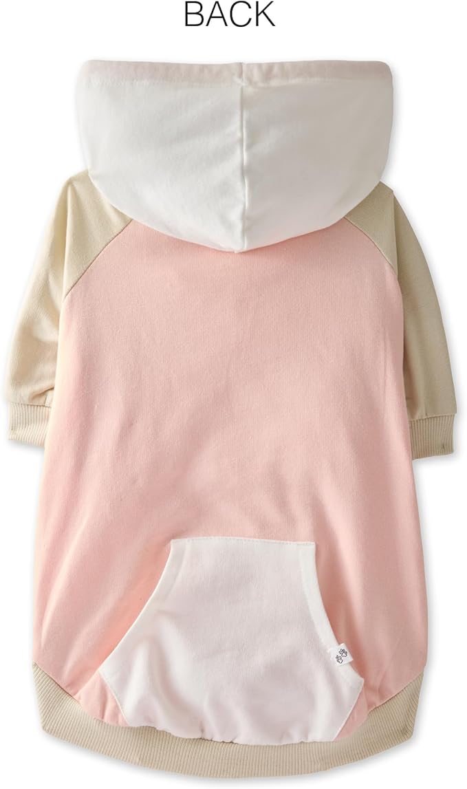 Pet Passion Rocky – The Original Lightweight Hooded Tee 100% Organic Cotton Dog Hoodie Pet Coat Sweater for All Sized Dogs, Original Pink Colorblock, Small (10-25 lbs)