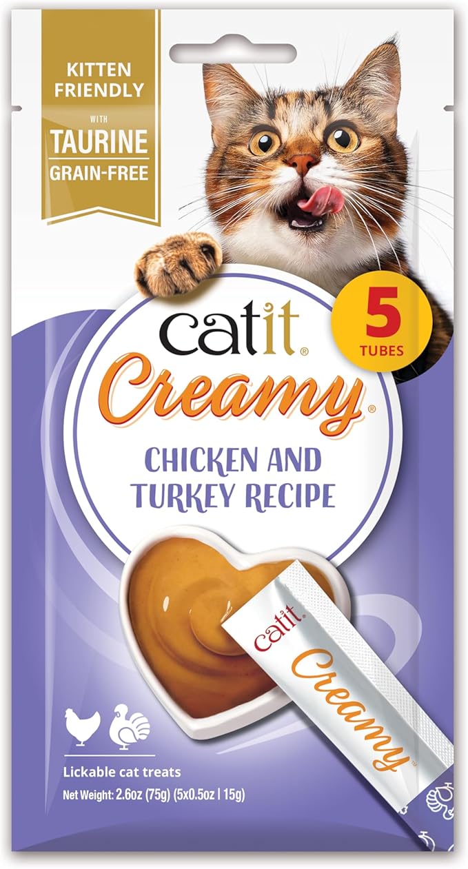 Catit Creamy Lickable Treat, Chicken & Turkey 5pk