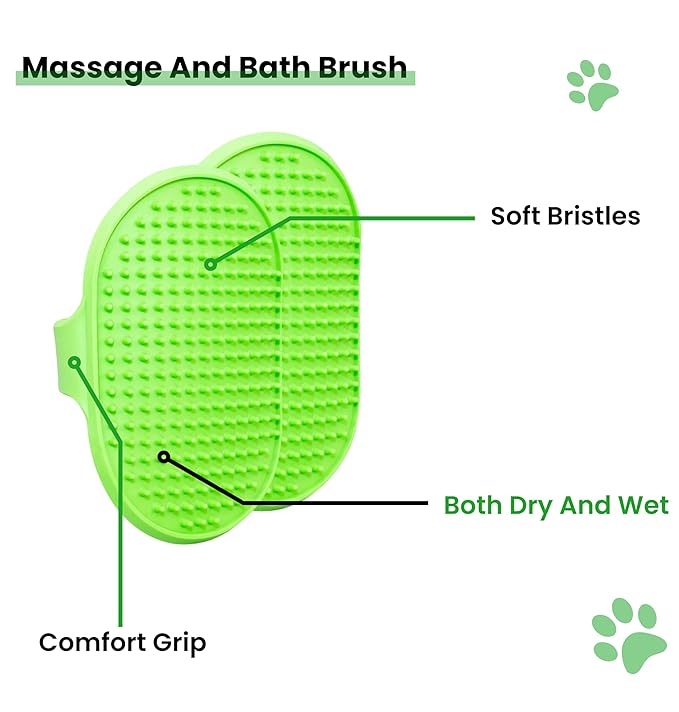 ELITE ETAIL Self Cleaning Pet Hair Brush with Additional Comb and Bath Brush - Skin Friendly Pet Grooming Kit for Dogs and Cats, Detangling, Deshedding, and Bathing Tools for All Fur Types. 7 in long