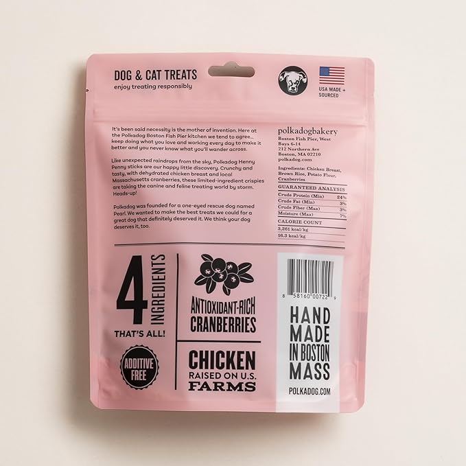 Polkadog Henny Penny Chicken & Cranberry Crunchy Training Bits - All Natural, Limited Ingredient, Premium Training Treats for Dogs. Great for Allergies, Handcrafted in USA - 7oz (1pk)
