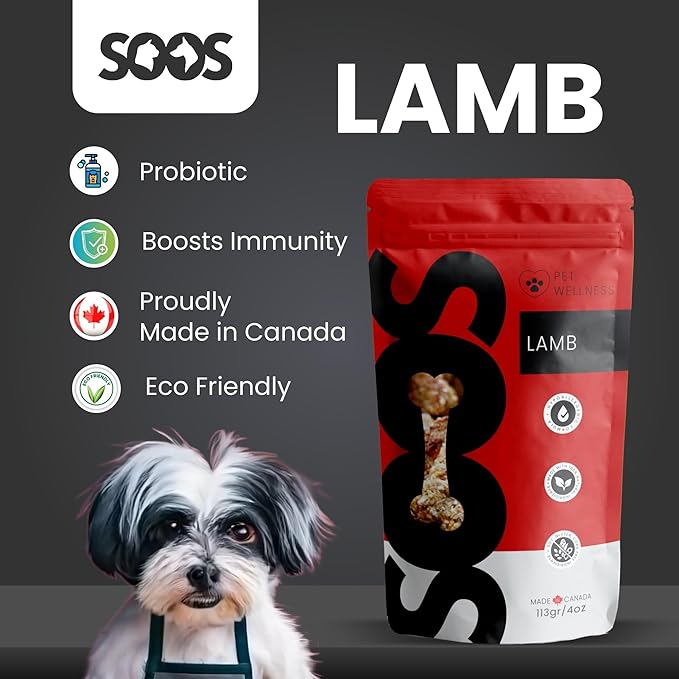 SOOS Natural Lamb Treats for Dogs & Cats - High Protein, Grain Free, Vitamin Minerals, Healthy Training Treats - 113g