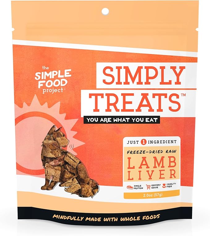 Simple Food Project The Freeze Dried Raw Cat Treats Grain Free, All Natural, with Just 1 Ingredient - Lamb Liver