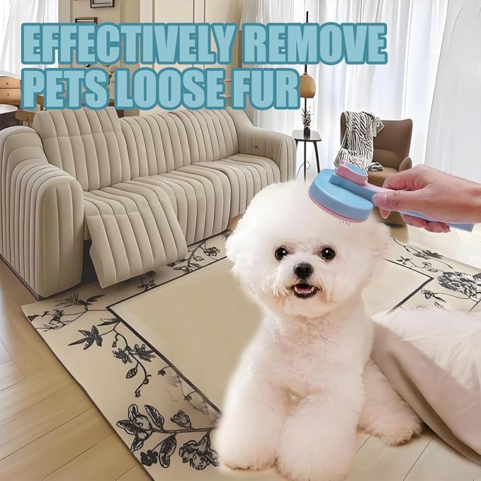 Demiya Dog Brush with Ergonomic Handle, Plastic Pets Grooming Brushes for Dogs, Cat Shedding and Deshedding Tool (Blue)