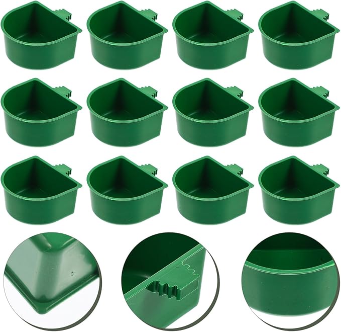 Tofficu 20pcs Bird Cage Food Bowls with Quick-Lock Clips Washable Metal Bird Food Holders for Parrot and Small Animals Universal Feeder and Rabbit Cages