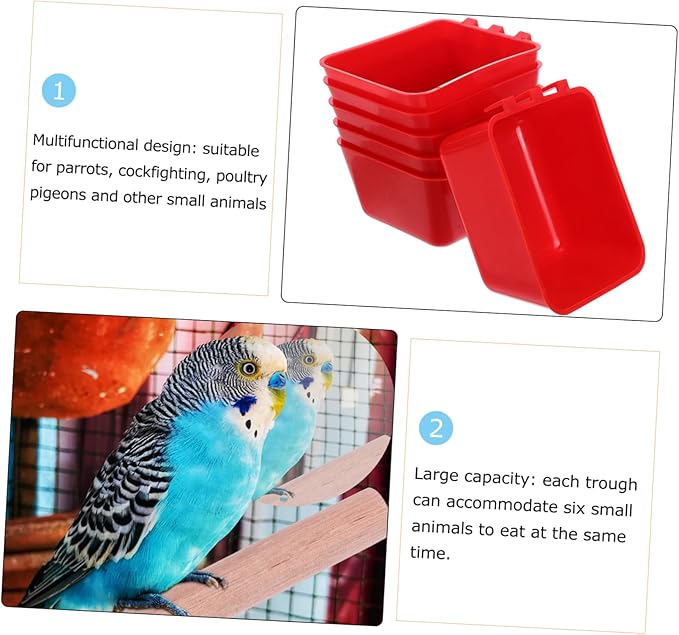 Totority 6pcs Bird Cage Feeder Water Bowl Hanging Trough for Chickens Robust Convenient Feeding Supplies for Hens Rabbits and Birds