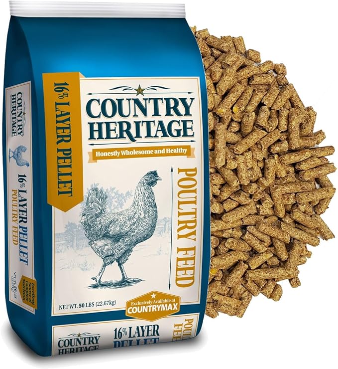 Country Heritage Hen Egg Layer Pellet 50lbs - 16% Protein Chicken Feed for Increased Egg Production & Strong Eggshells, High Protein