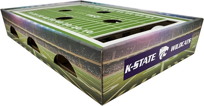 Pets First NCAA Kansas State Wildcats Cat Scratcher Box, Game Day Cat Toy, NCAA Football Field Designed Cat Scratcher and Lounge, Stimulating Cat Game