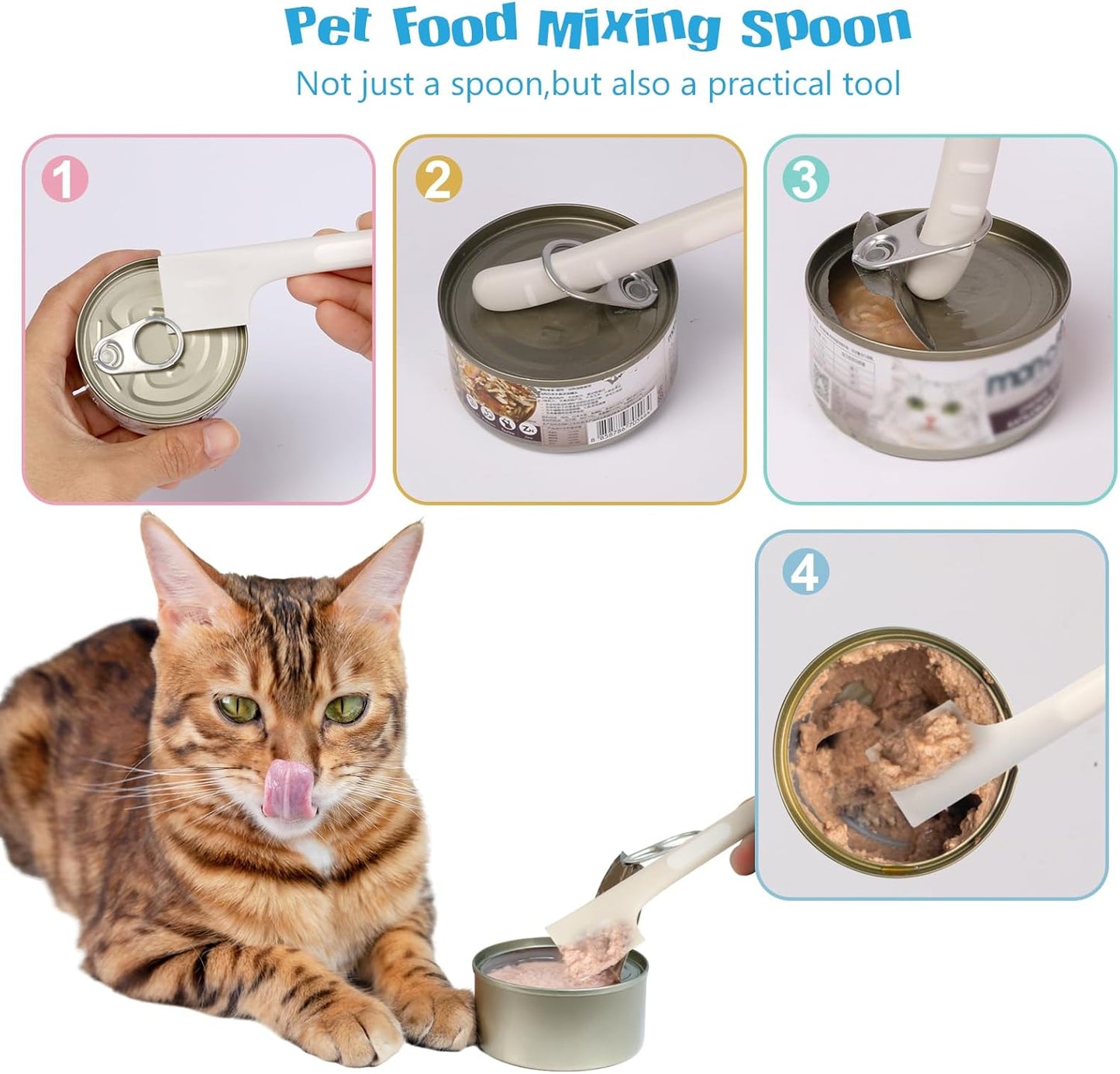 Cat Treat Dispenser Cat Treat Spoon Squeeze 8PCS Lickable Cat Holder with Cat Strip Feeder Spoon and Temptations Licky Treats Happy Cat Tube and Squeeze Up Cat Food Spoons for Wet Food (Cat Tail)