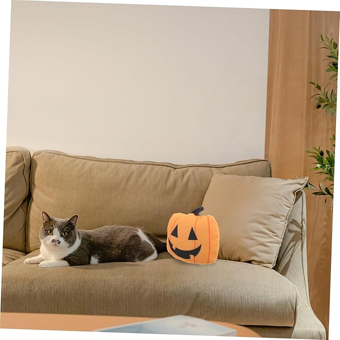 COLLBATH Soft Pumpkin Catnip for Cats and Kittens Bite-Resistant Interactive Chew to Stimulate Instincts and Keep Indoor Cats Active and Happy