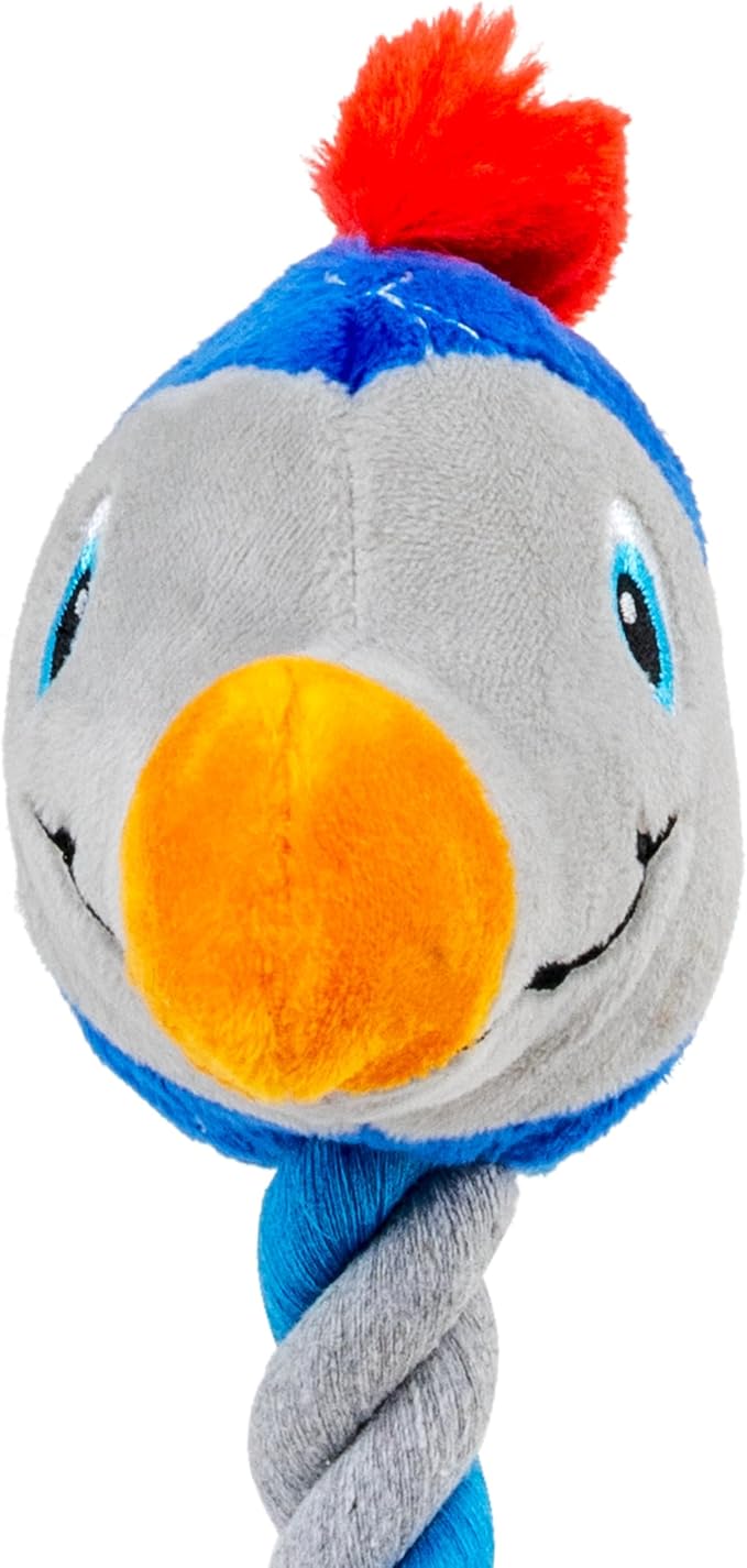KONG Bendeez Dog Toy – Durable Plush with Rope, Flexible Twistable Design, Squeaker for Interactive Play, Large Size for All Dogs (Bird)