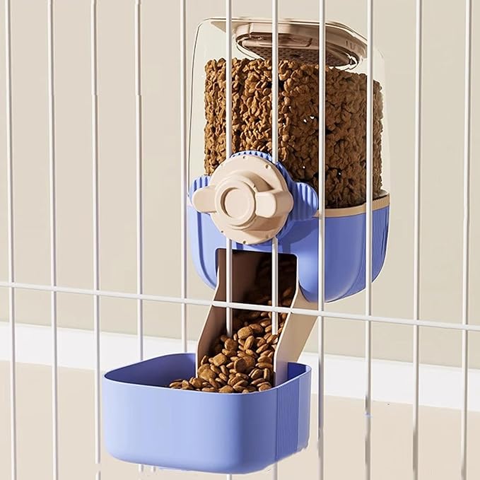 Pet Hanging Automatic Feeders Drinking Bowls,Gravity Rabbit Feeder and Water Set,Cage Cat Food Bowl Feeding Station for Puppy Kitten Chinchilla Hedgehog Guinea Pig Ferret (Pink Blue-Food)