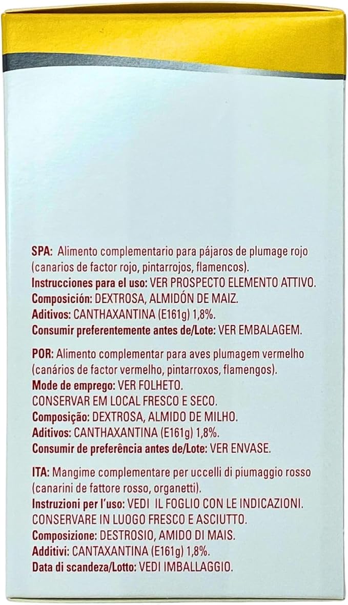 CéDé Carored Bird Food 100g, Rich in Protein, Ideal for Canaries, Flamingos and Cardinals, with Canthaxanthin to Enhance the Red Color, Treats and Nutrition for Birds, Canary Food
