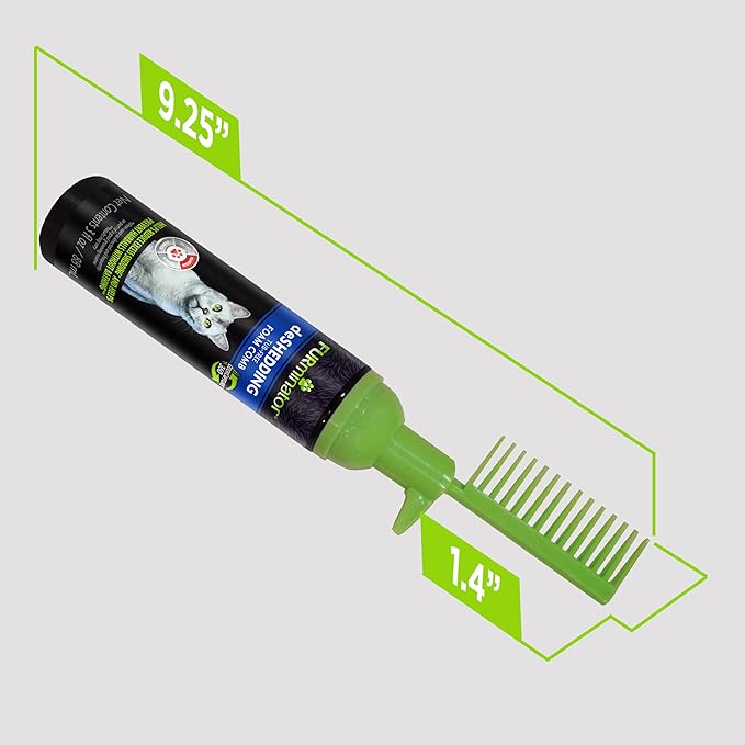FURminator Tub-Free Deshedding Foam Comb, 3 Ounces, Grooming Comb for Cats Helps Freshen Coat and Reduce Odors with No Rinsing