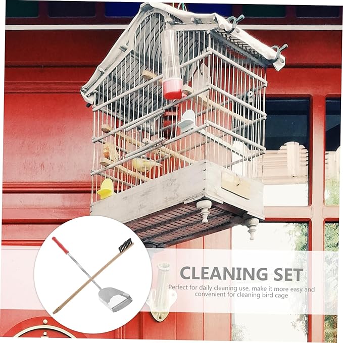 Abaodam 2pcs Bird Cage Cleaning Tools Set Brush Shovel for Parrot and Birds Efficient Waste Removal for Tidy Habitats Essential Pet Supplies
