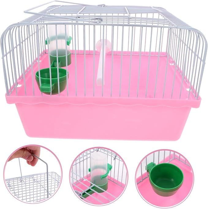 Milisten Portable Bird Cage for Lovebirds Spacious Travel Carrier with Perch Food Box Waterer Lightweight Construction for Birds Pets