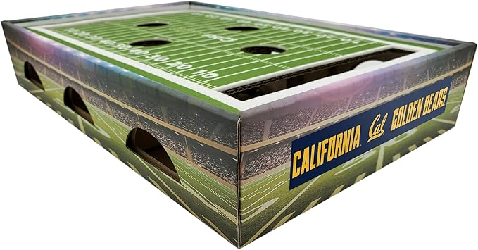 Pets First NCAA California Berkley Golden Bears Cat Scratcher Box, Game Day Cat Toy, NCAA Football Field Designed Cat Scratcher and Lounge, Stimulating Cat Game
