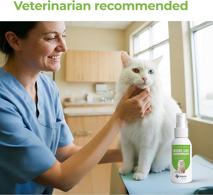 Cat Wound Care Spray Feline Healing Aid, Skin Repair for Cuts, Sores & Abrasions | Itch Relief for Irritated Cat Skin | Hot Spot & Allergy Support | Safe & Non-Toxic | 3.38 fl oz
